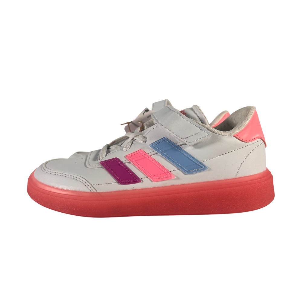 Adidas Courtblock J Sneakers Beam Pink Cloud White Girls Size 2 NEW Cute